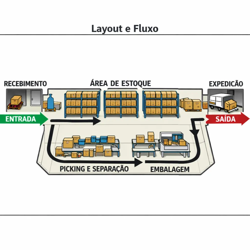 Esquema de layout e o fluxo de movimentação