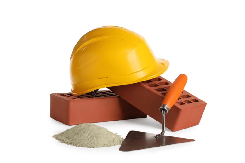 Chapéu de construção e outros materiais