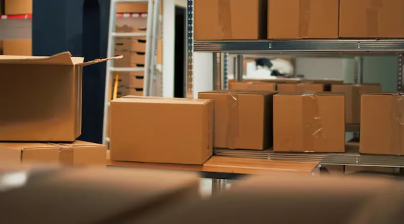 Monte de caixas em uma casa